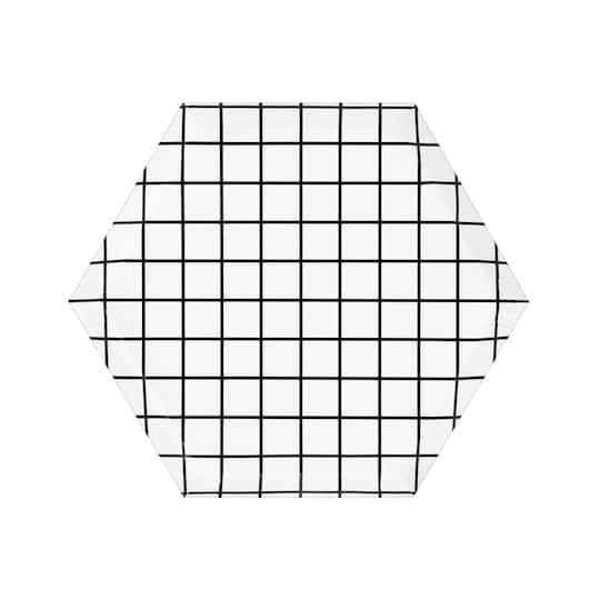 7.5&#x22; Grid Hexagon Paper Plates by Celebrate It&#x2122;, 10ct.